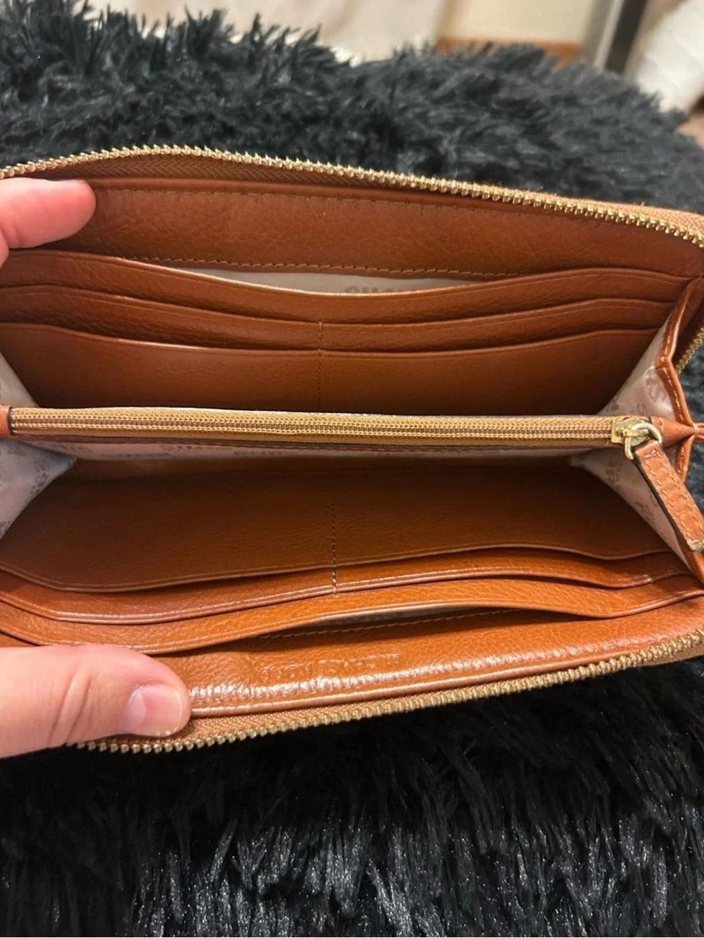 Michael Kors Tan Brown MK Logo Zip-Around Wallet